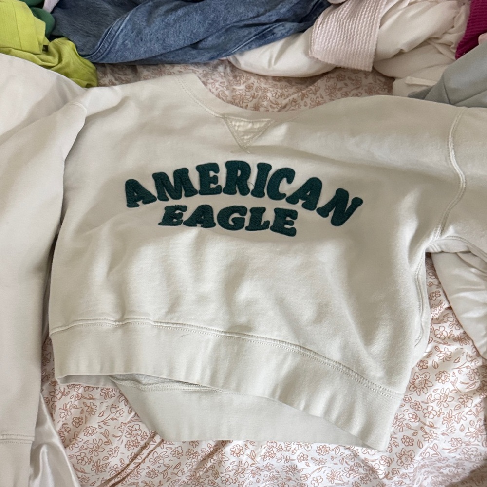 American Eagle Outfitters Cream Crew Neck Sweater